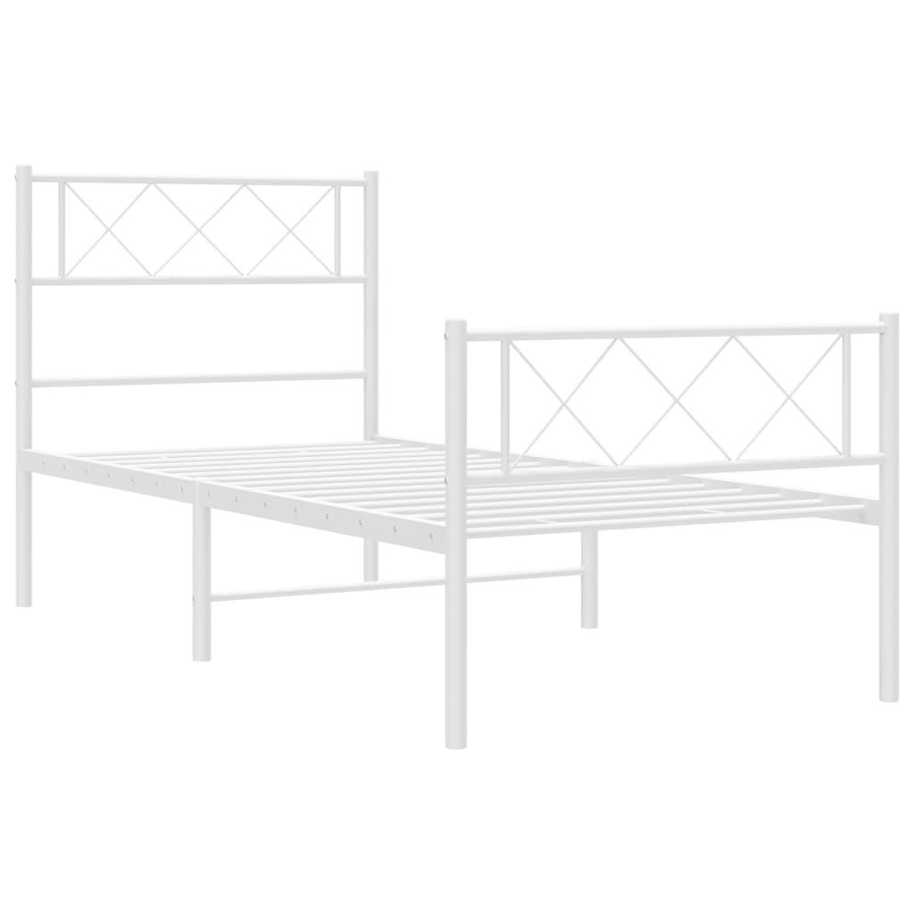 Metalni okvir kreveta uzglavlje i podnožje bijeli 107x203 cm
