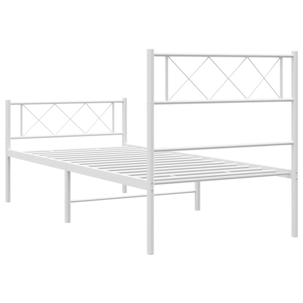 Metalni okvir kreveta uzglavlje i podnožje bijeli 107x203 cm
