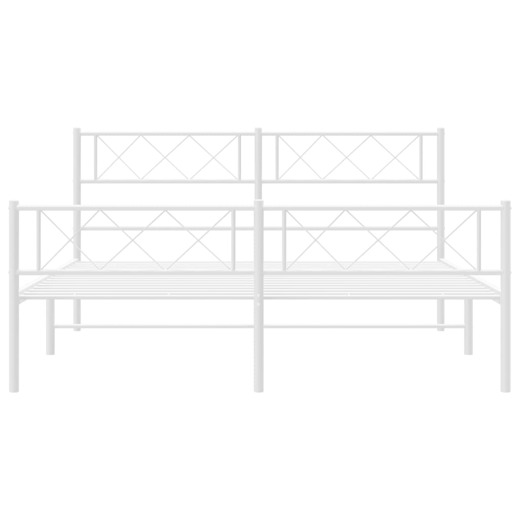 Metalni okvir kreveta uzglavlje i podnožje bijeli 140 x 190 cm