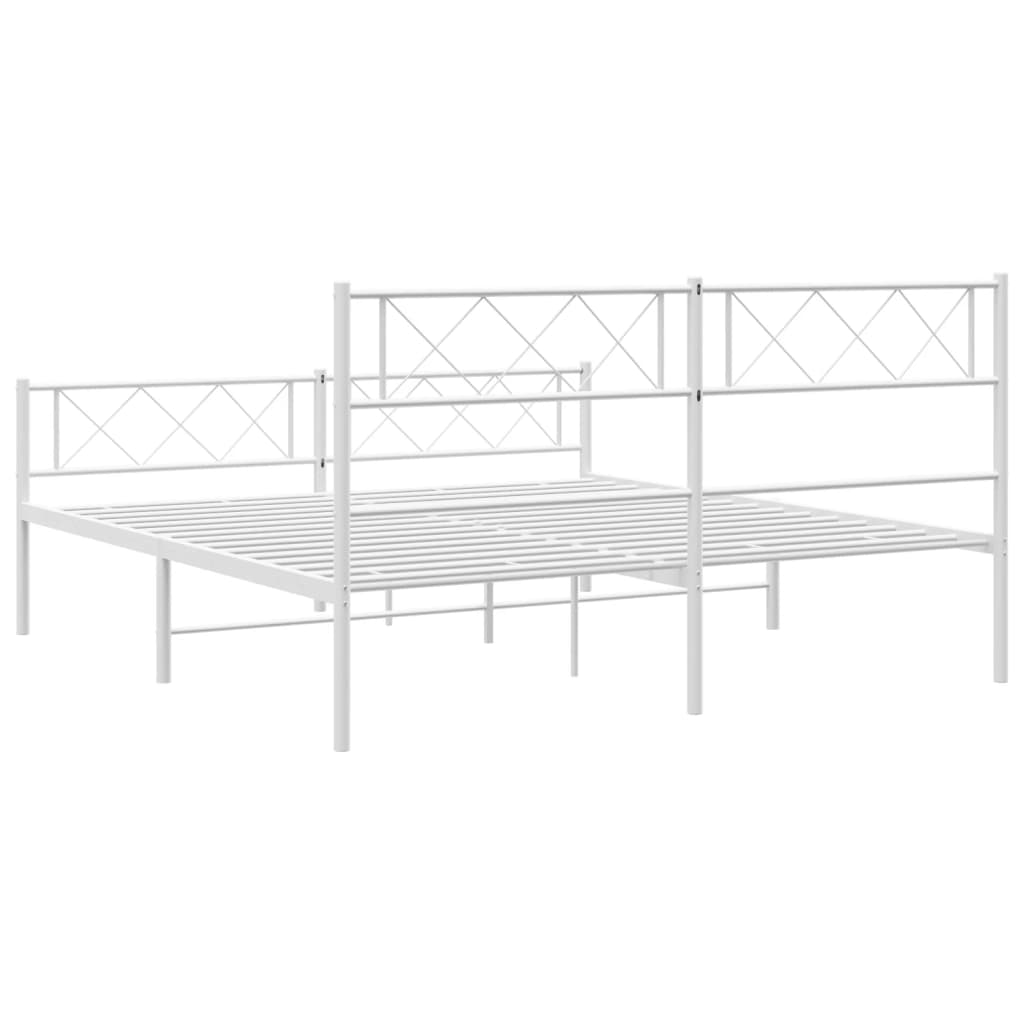 Metalni okvir kreveta uzglavlje i podnožje bijeli 140 x 190 cm
