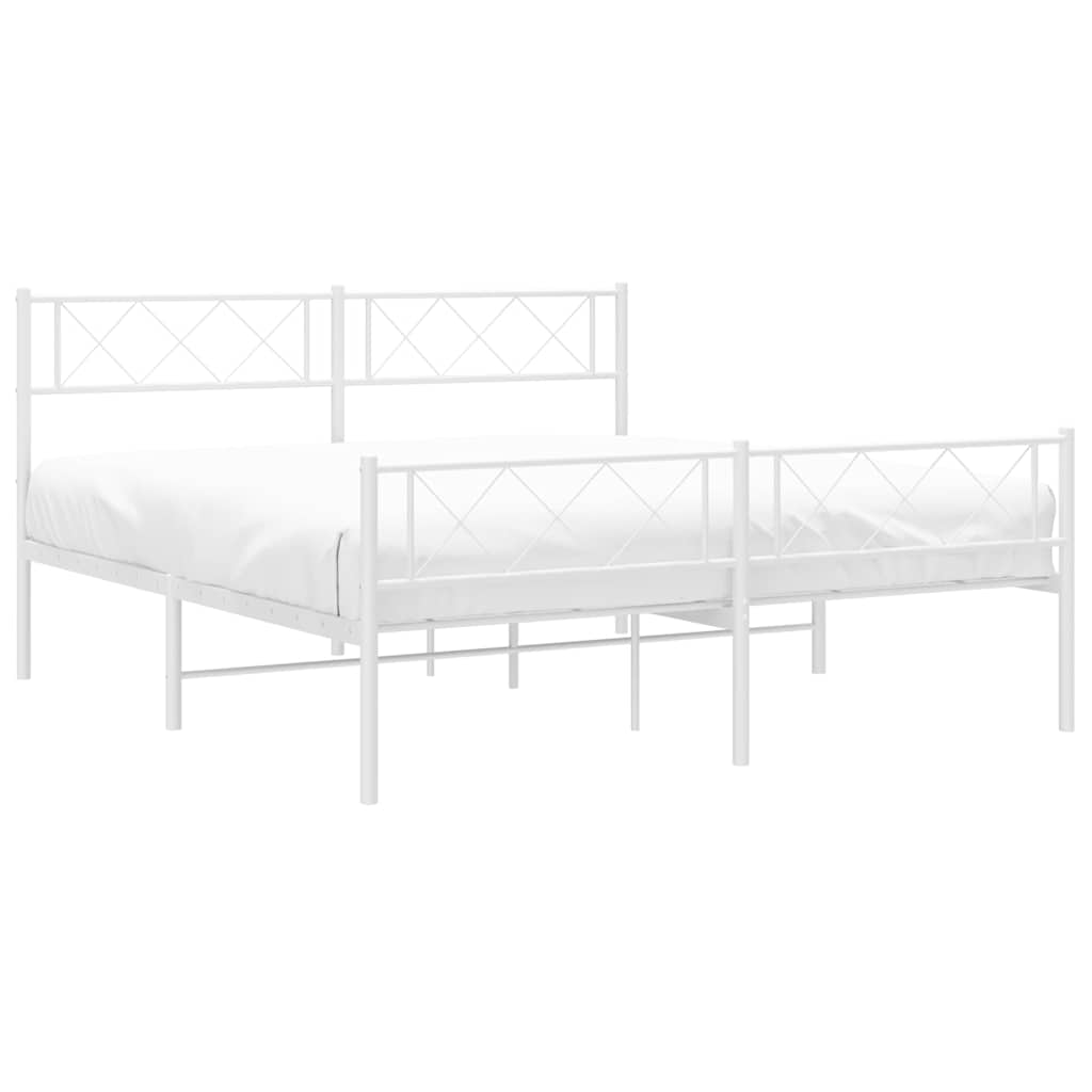 Metalni okvir kreveta uzglavlje i podnožje bijeli 150 x 200 cm