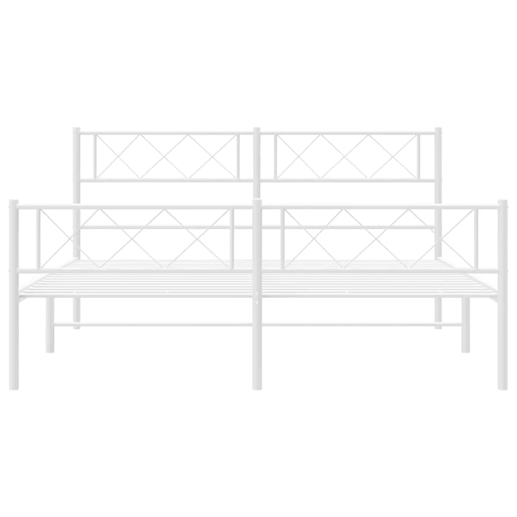 Metalni okvir kreveta uzglavlje i podnožje bijeli 150 x 200 cm