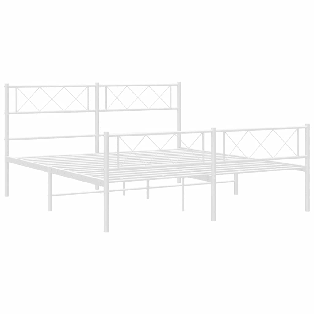 Metalni okvir kreveta uzglavlje i podnožje bijeli 150 x 200 cm