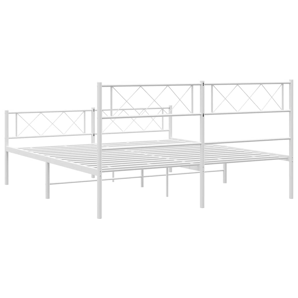 Metalni okvir kreveta uzglavlje i podnožje bijeli 150 x 200 cm