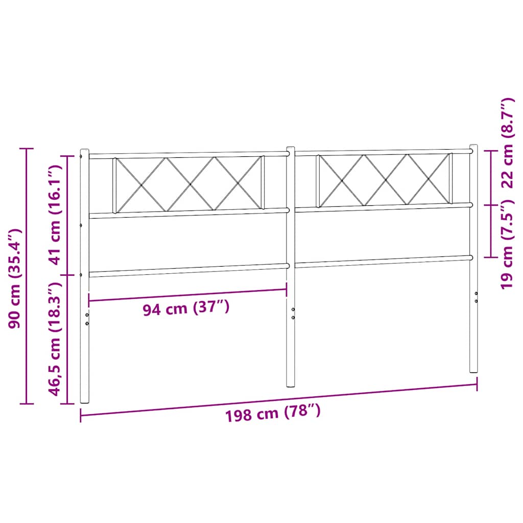 Metalno zamjensko uzglavlje bijelo 193 cm