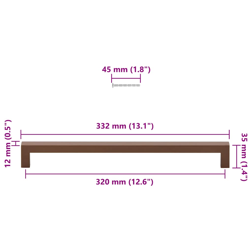 Ručke za ormarić 5 kom brončane 320 mm od nehrđajućeg čelika