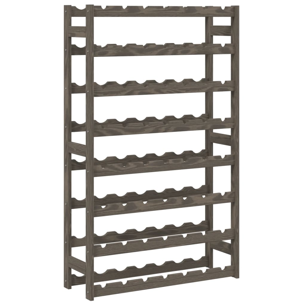 Stalak za vino za 56 boca sivi od masivne borovine