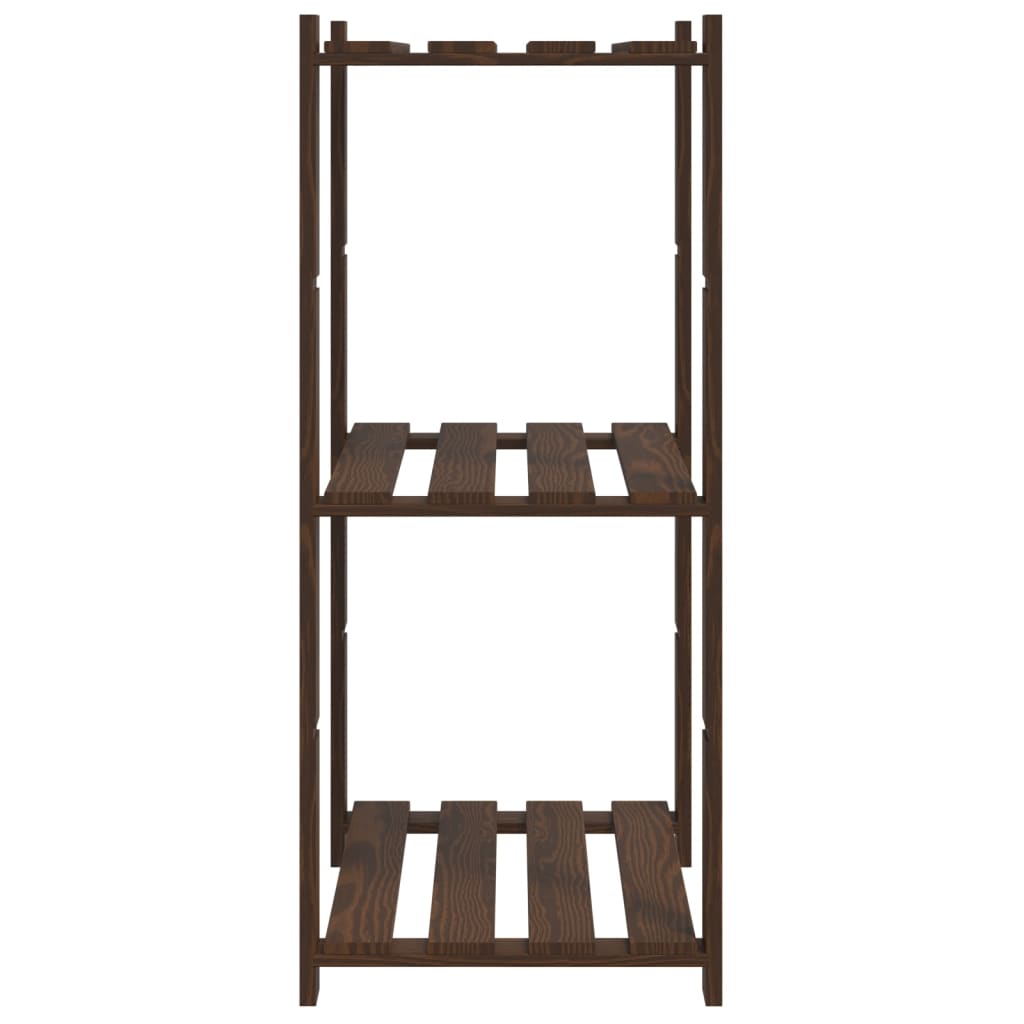 Stalak za pohranu s 3 razine smeđi 60x38x90 cm masivna borovina