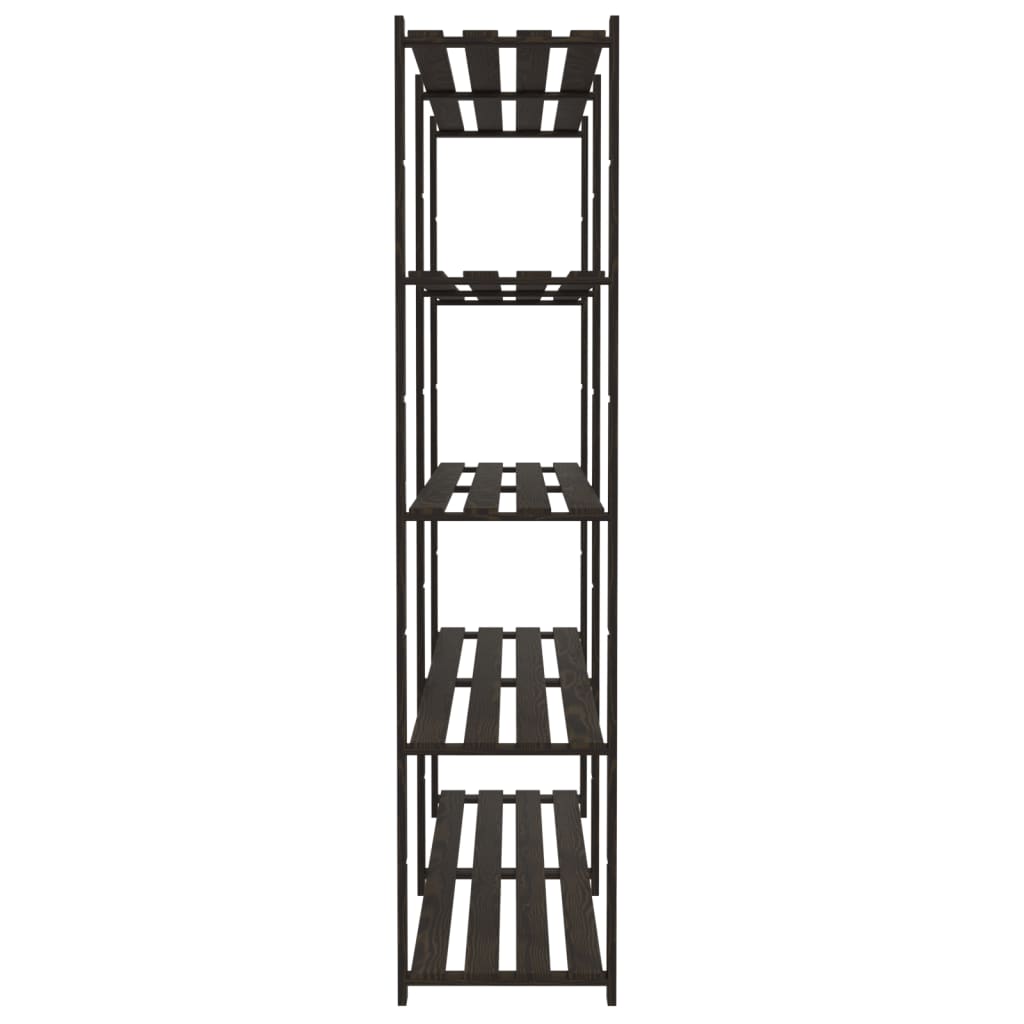 Stalak za pohranu 5 razina crni 170x38x170 cm masivna borovina