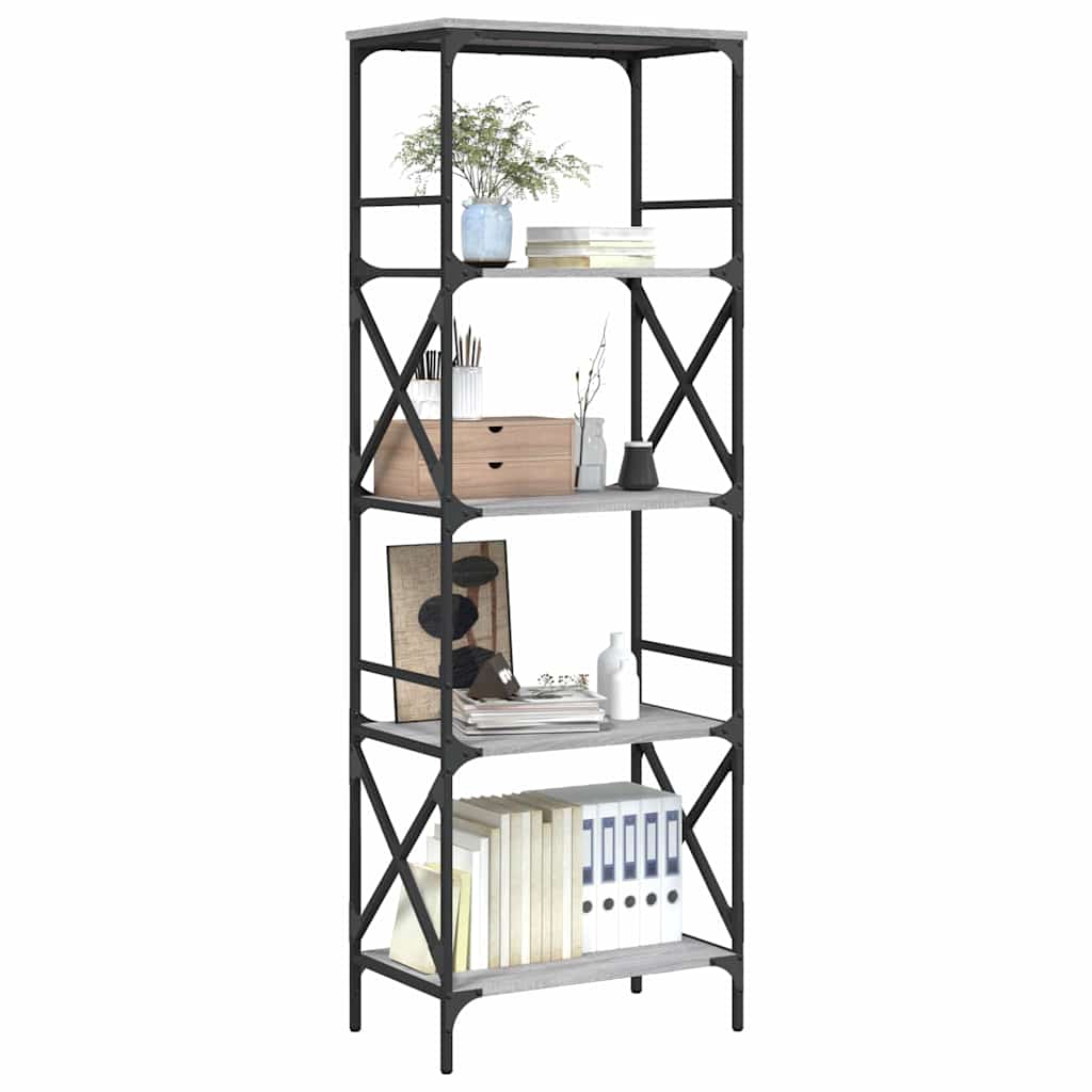 Regal za knjige 5 razina siva boja hrasta 59x35x171 cm drveni