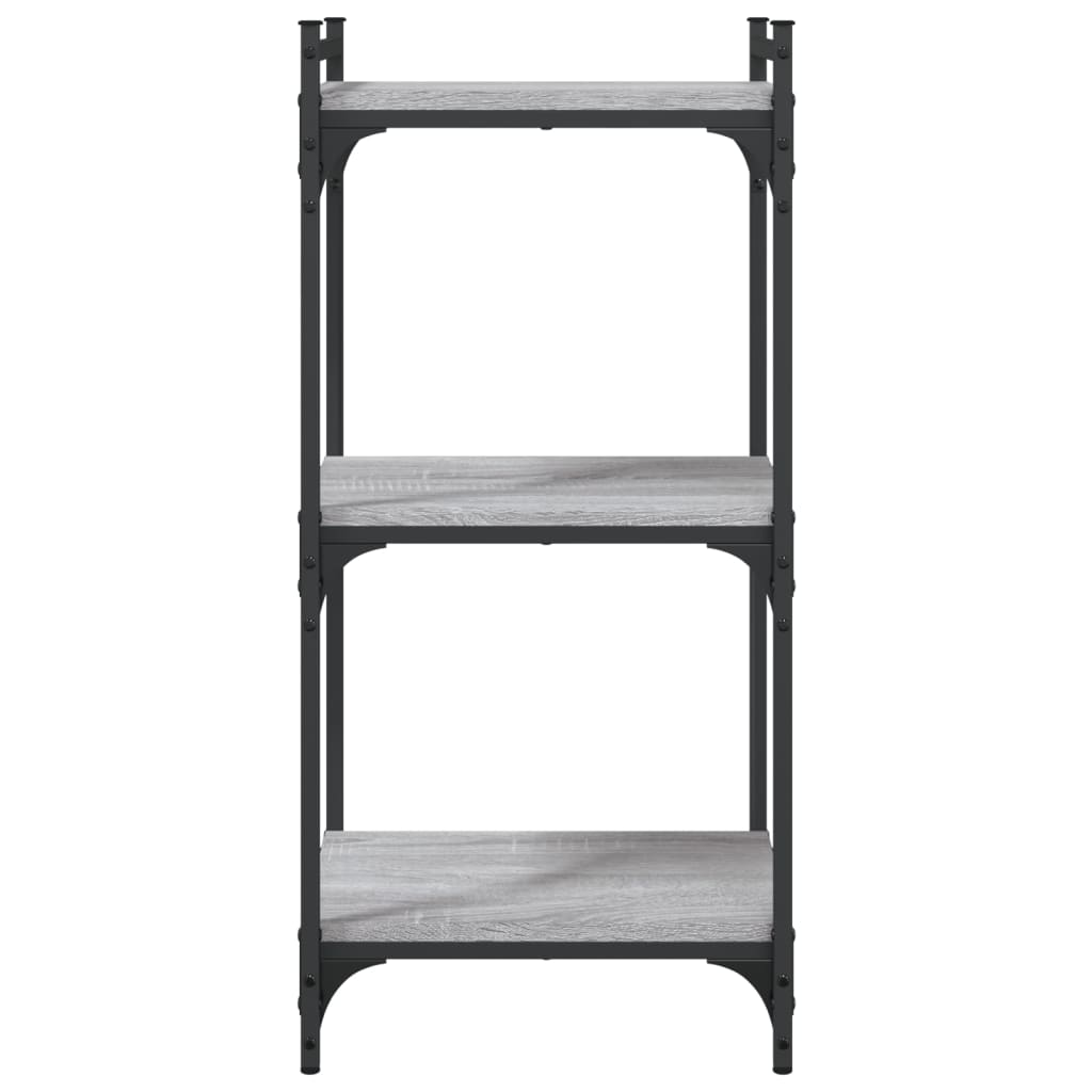 Regal za knjige s 3 razine siva boja hrasta 40x30x86 cm drveni
