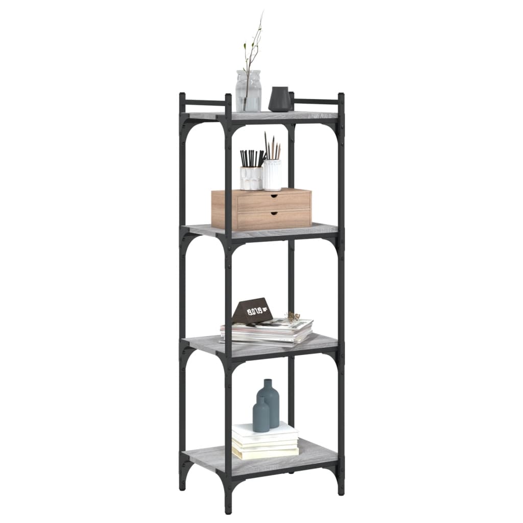 Regal za knjige s 4 razine siva boja hrasta 40x30x120 cm drveni