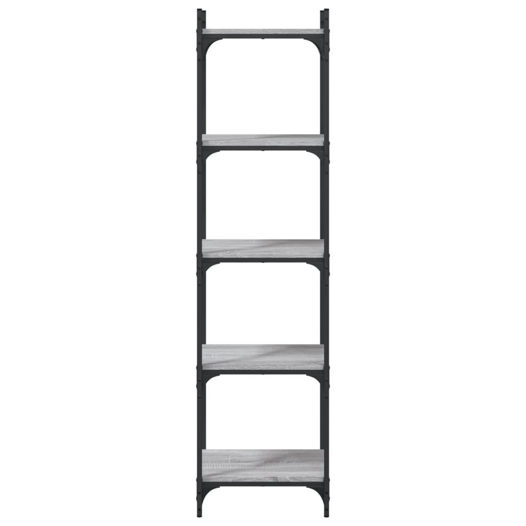 Regal za knjige s 5 razina siva boja hrasta 40x30x154 cm drveni