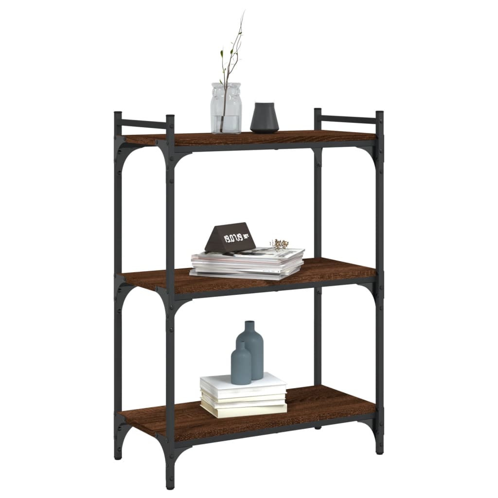 Regal za knjige s 3 razine smeđa boja hrasta 60x30x86 cm drveni