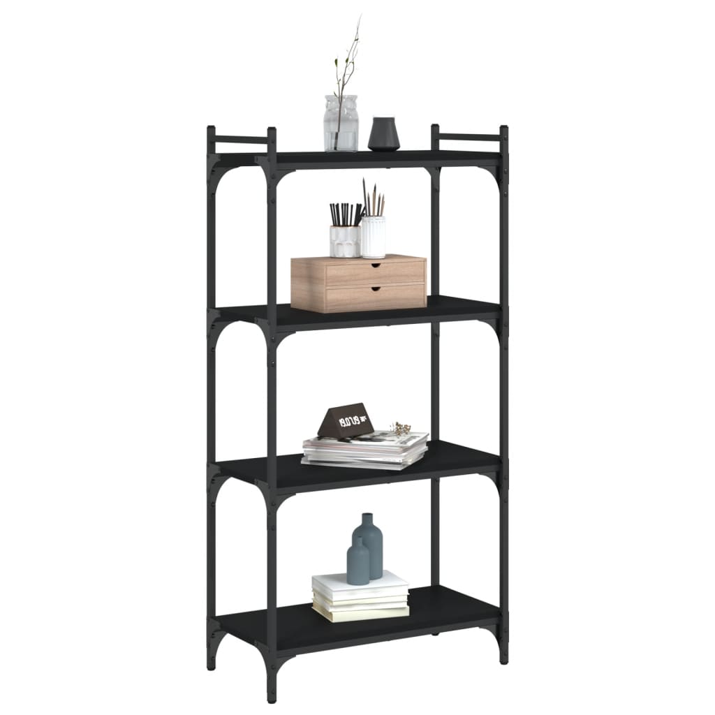 Regal za knjige s 4 razine crni 60x30x120 cm konstruirano drvo