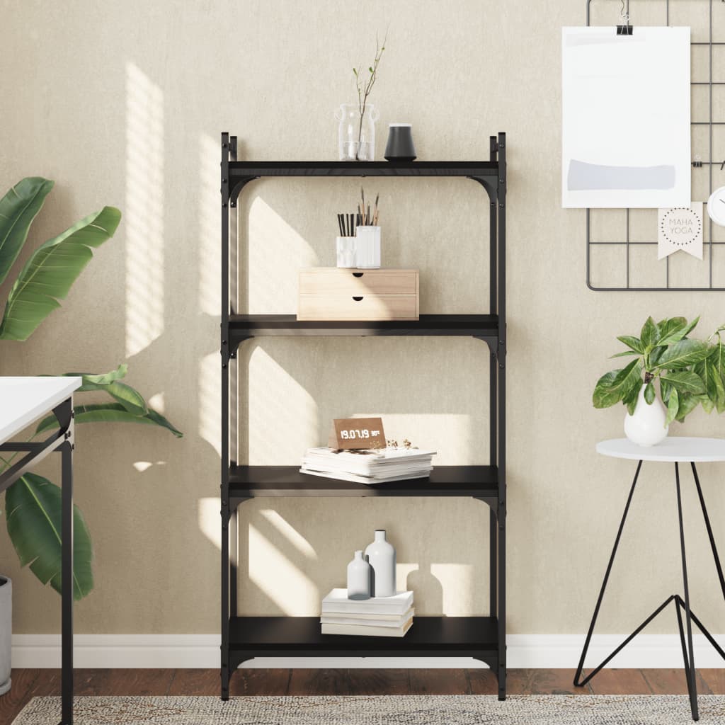 Regal za knjige s 4 razine crni 60x30x120 cm konstruirano drvo