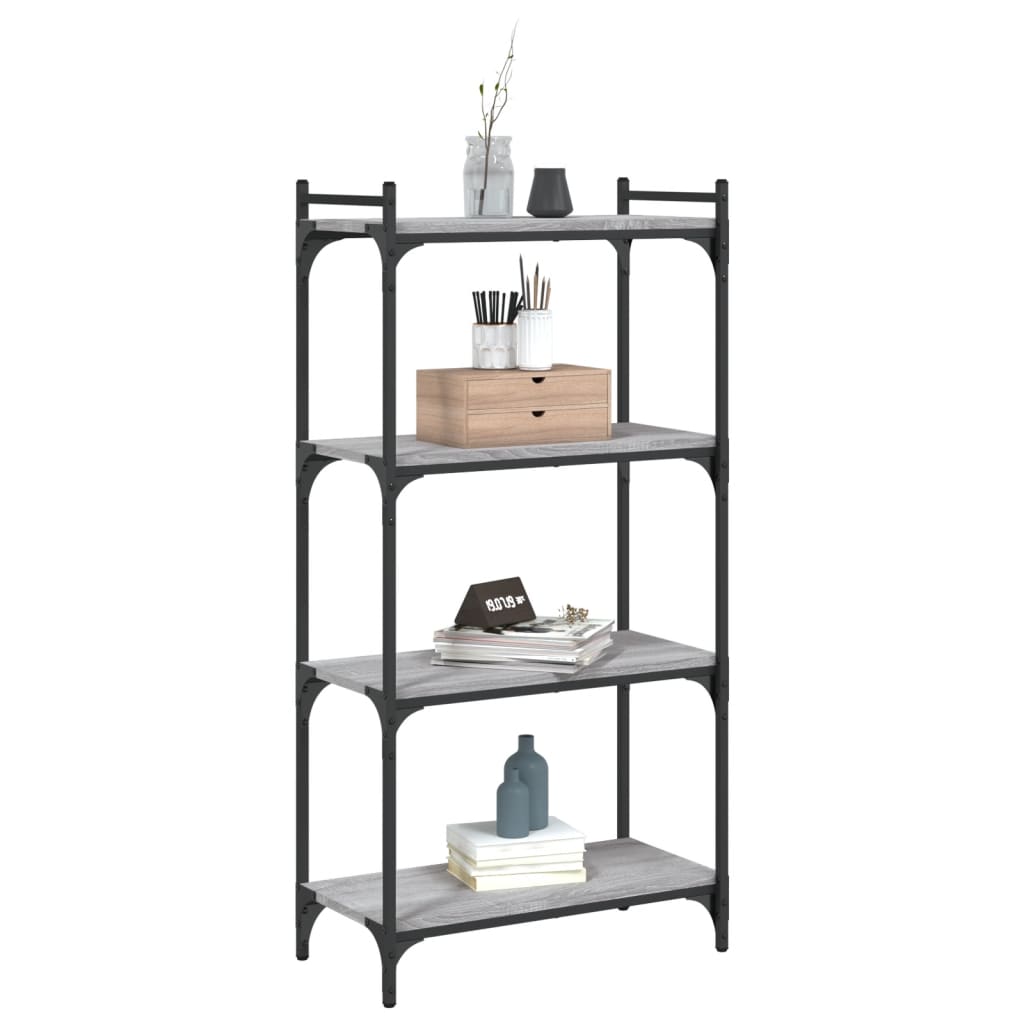 Regal za knjige s 4 razine siva boja hrasta 60x30x120 cm drveni