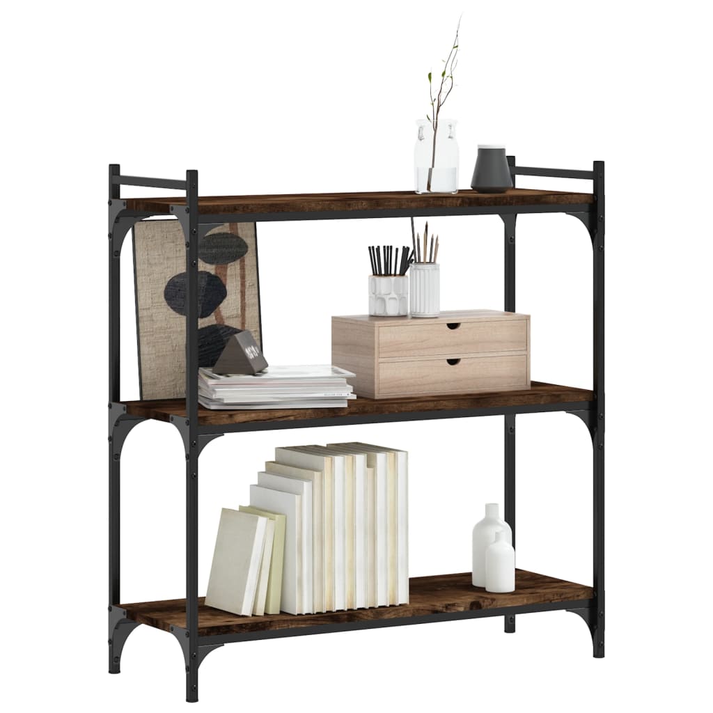 Regal za knjige s 3 razine boja hrasta 80 x 30 x 86 cm drveni