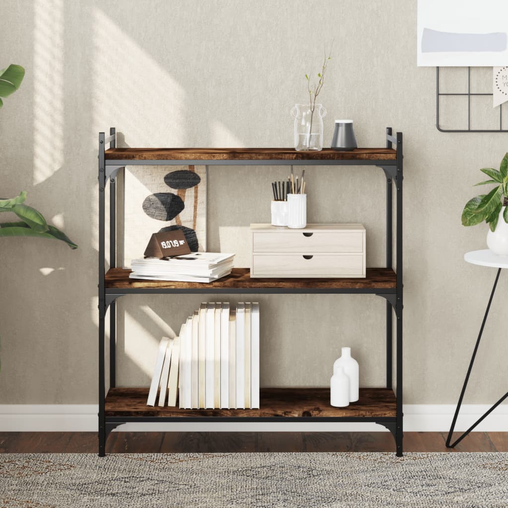 Regal za knjige s 3 razine boja hrasta 80 x 30 x 86 cm drveni