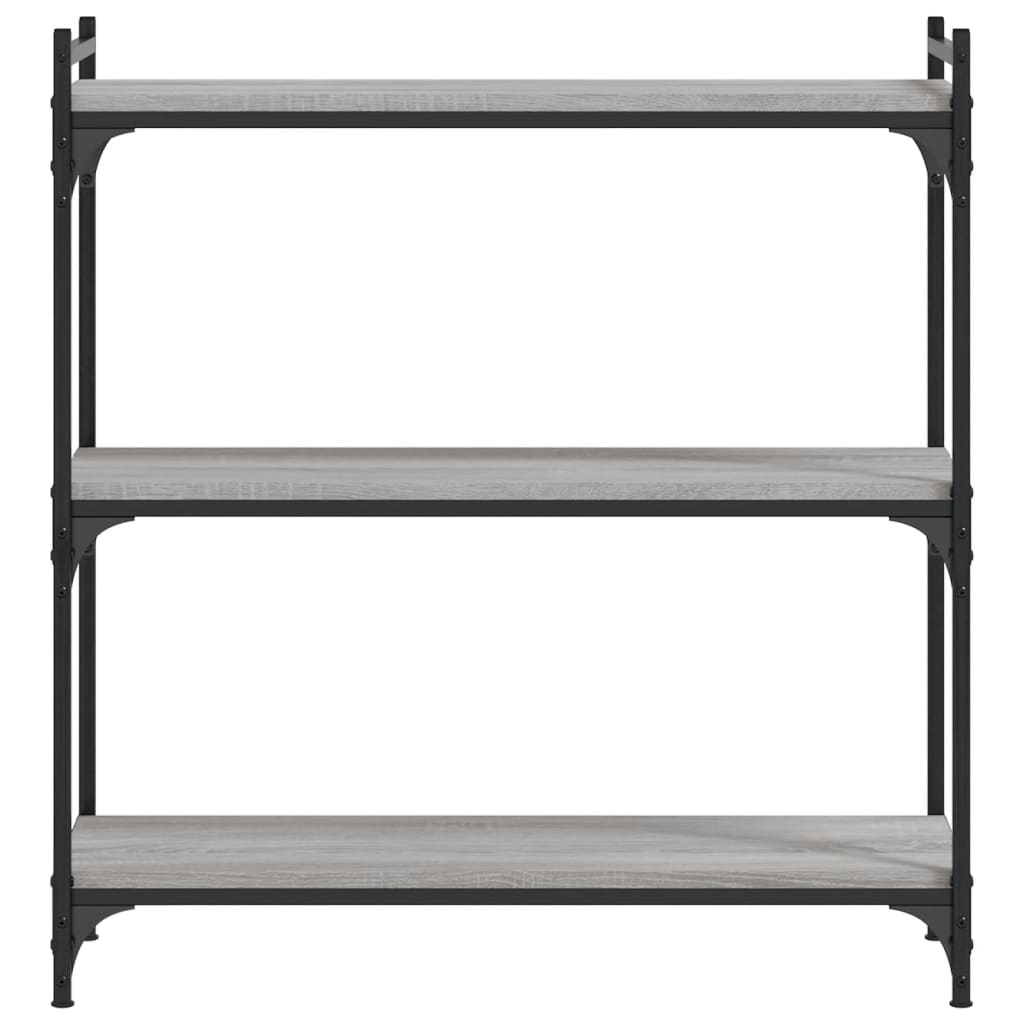 Regal za knjige s 3 razine siva boja hrasta 80x30x86 cm drveni