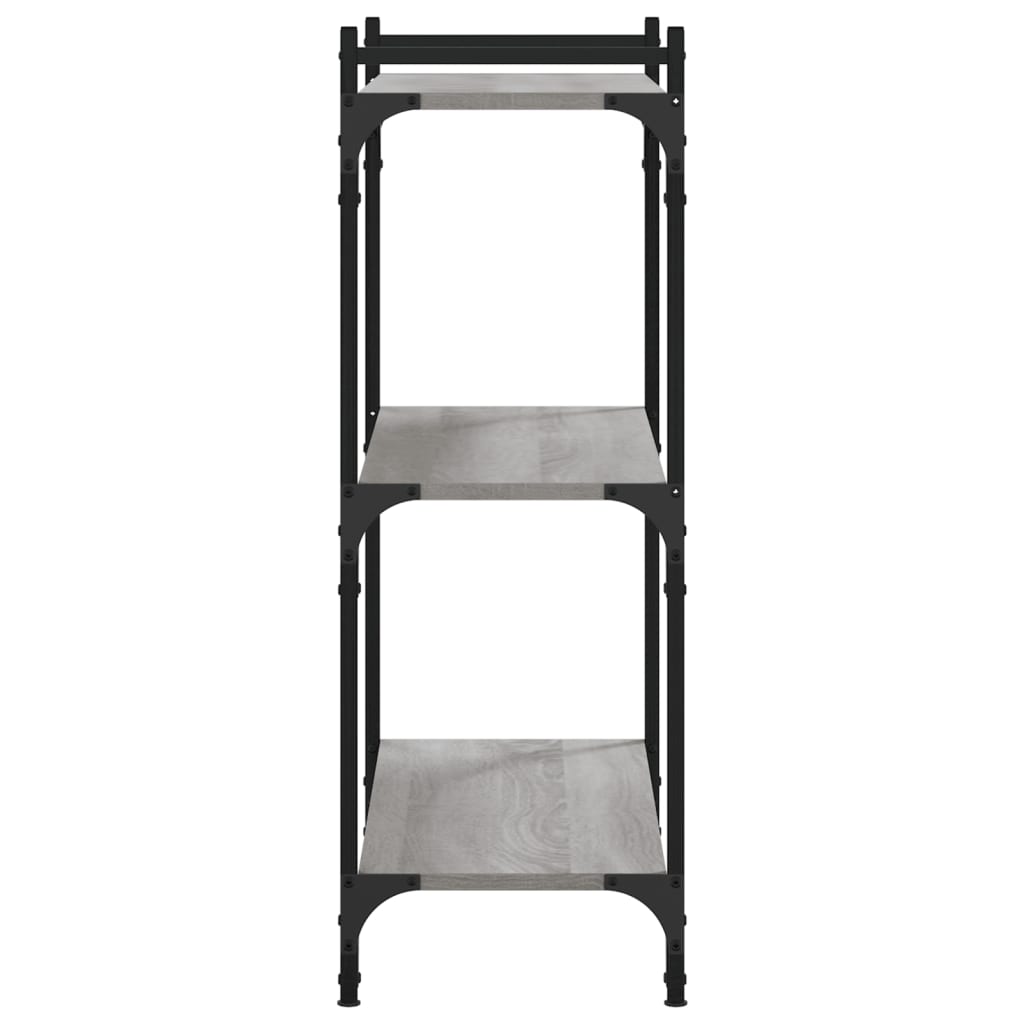Regal za knjige s 3 razine siva boja hrasta 80x30x86 cm drveni
