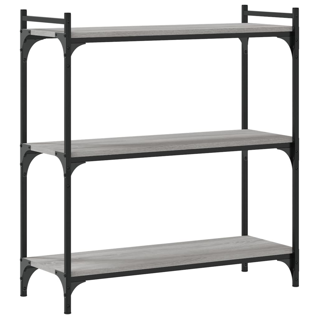 Regal za knjige s 3 razine siva boja hrasta 80x30x86 cm drveni