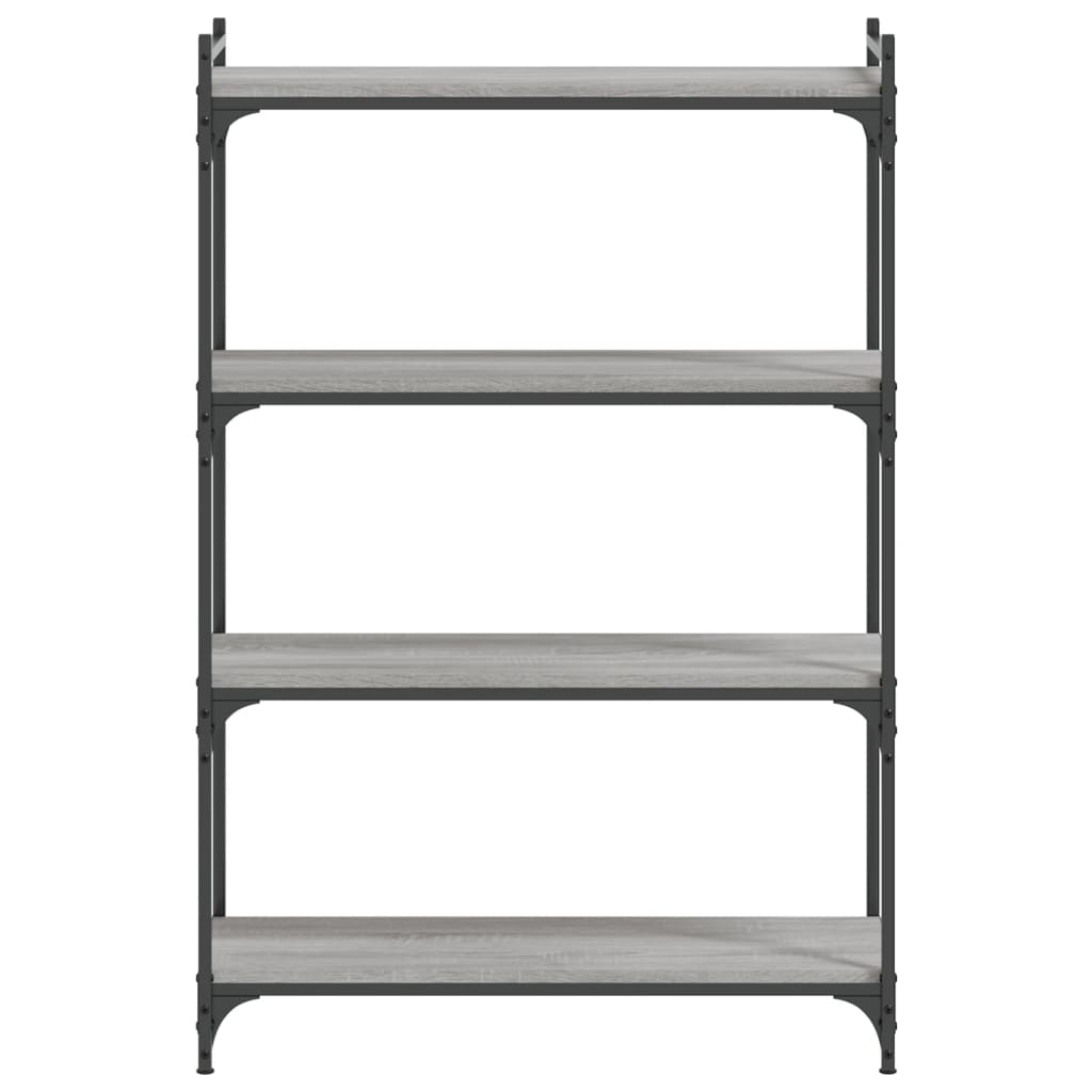 Regal za knjige s 4 razine siva boja hrasta 80x30x120 cm drveni