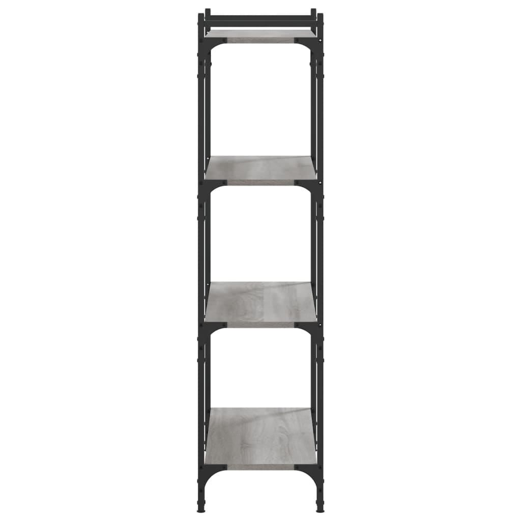 Regal za knjige s 4 razine siva boja hrasta 80x30x120 cm drveni