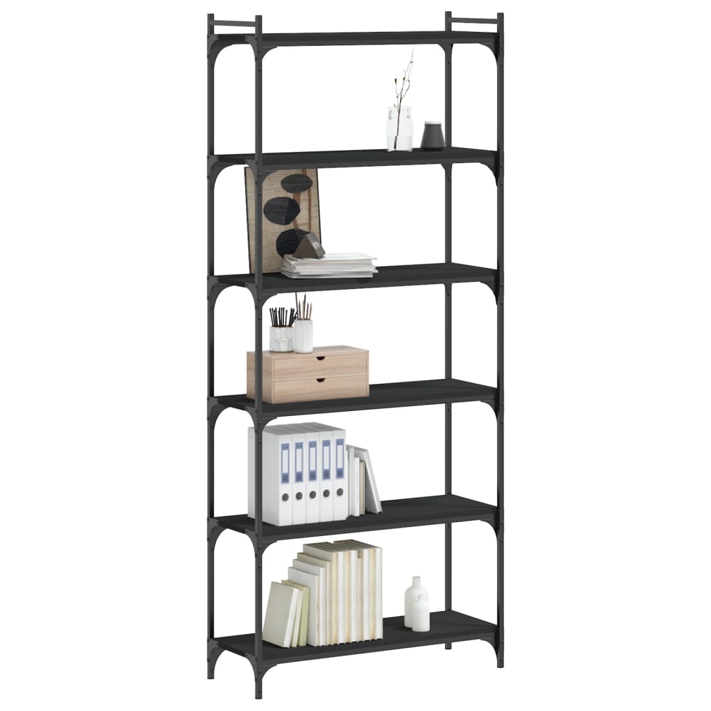 Regal za knjige sa 6 razina crni 80x30x188 cm konstruirano drvo