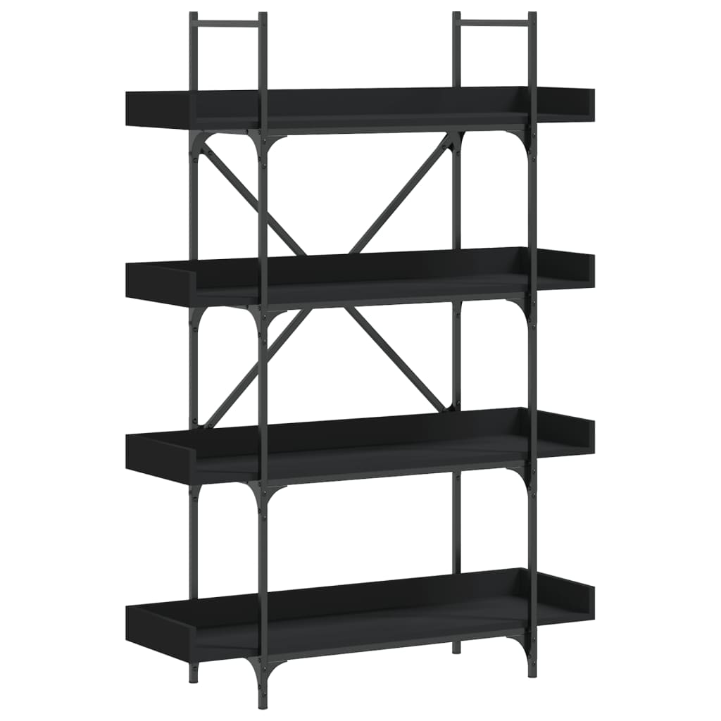 Regal za knjige 4 razine crni 100x33x145,5 cm konstruirano drvo