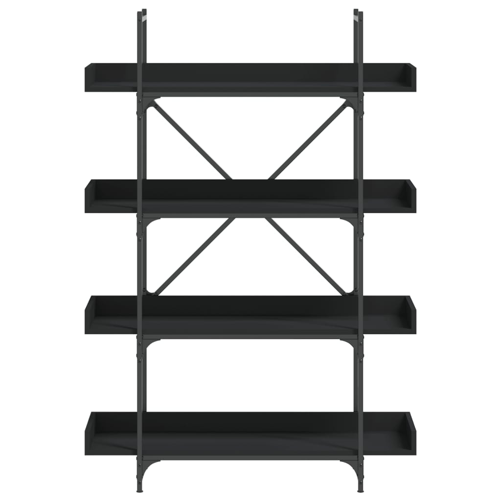 Regal za knjige 4 razine crni 100x33x145,5 cm konstruirano drvo