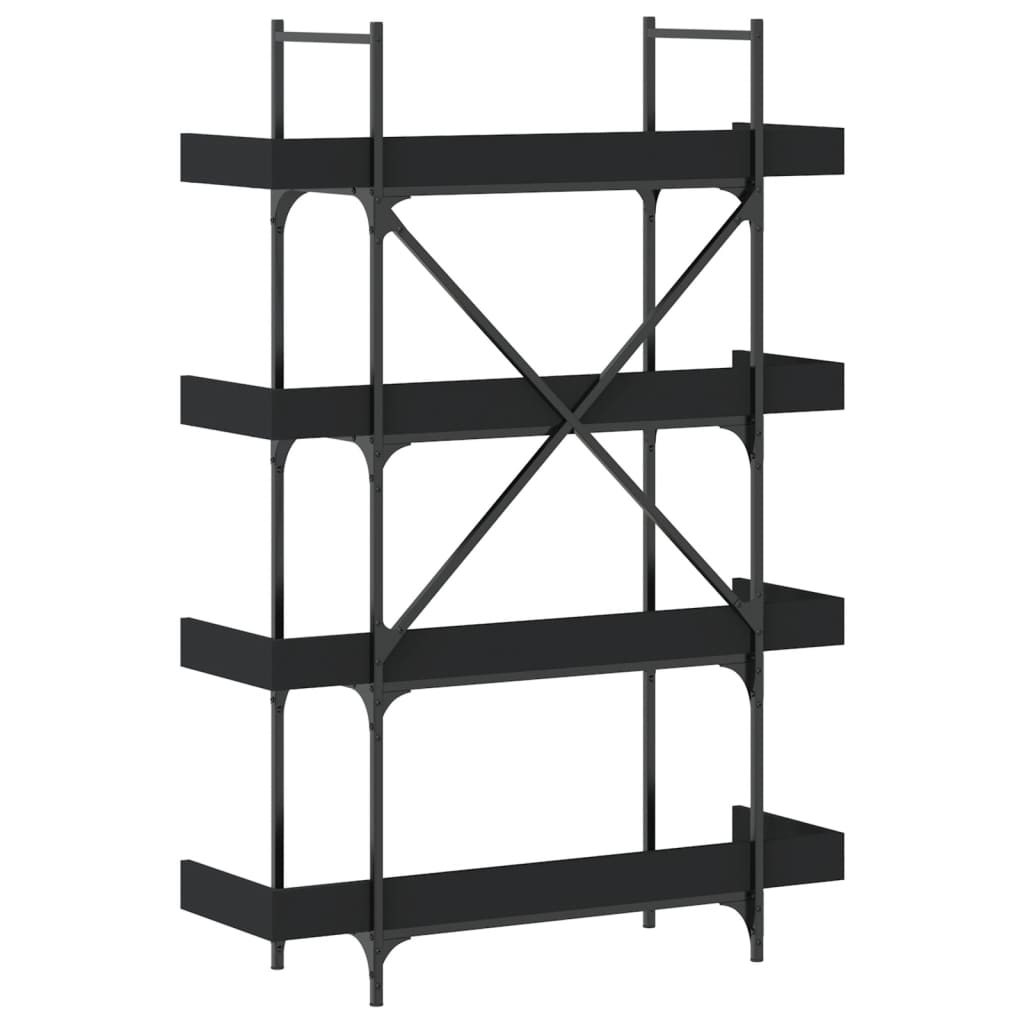 Regal za knjige 4 razine crni 100x33x145,5 cm konstruirano drvo