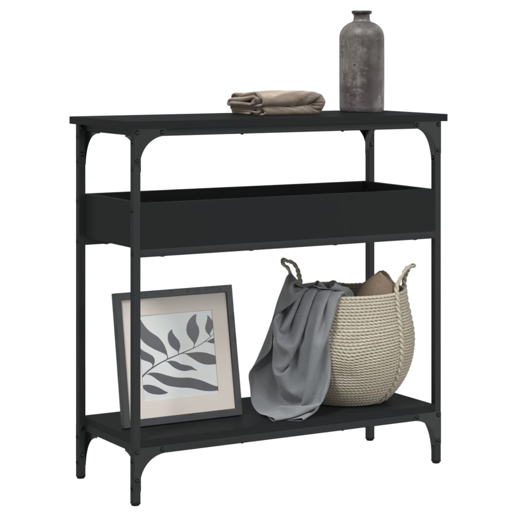 Konzolni stol s policama crni 75x29x75 cm od konstruiranog drva