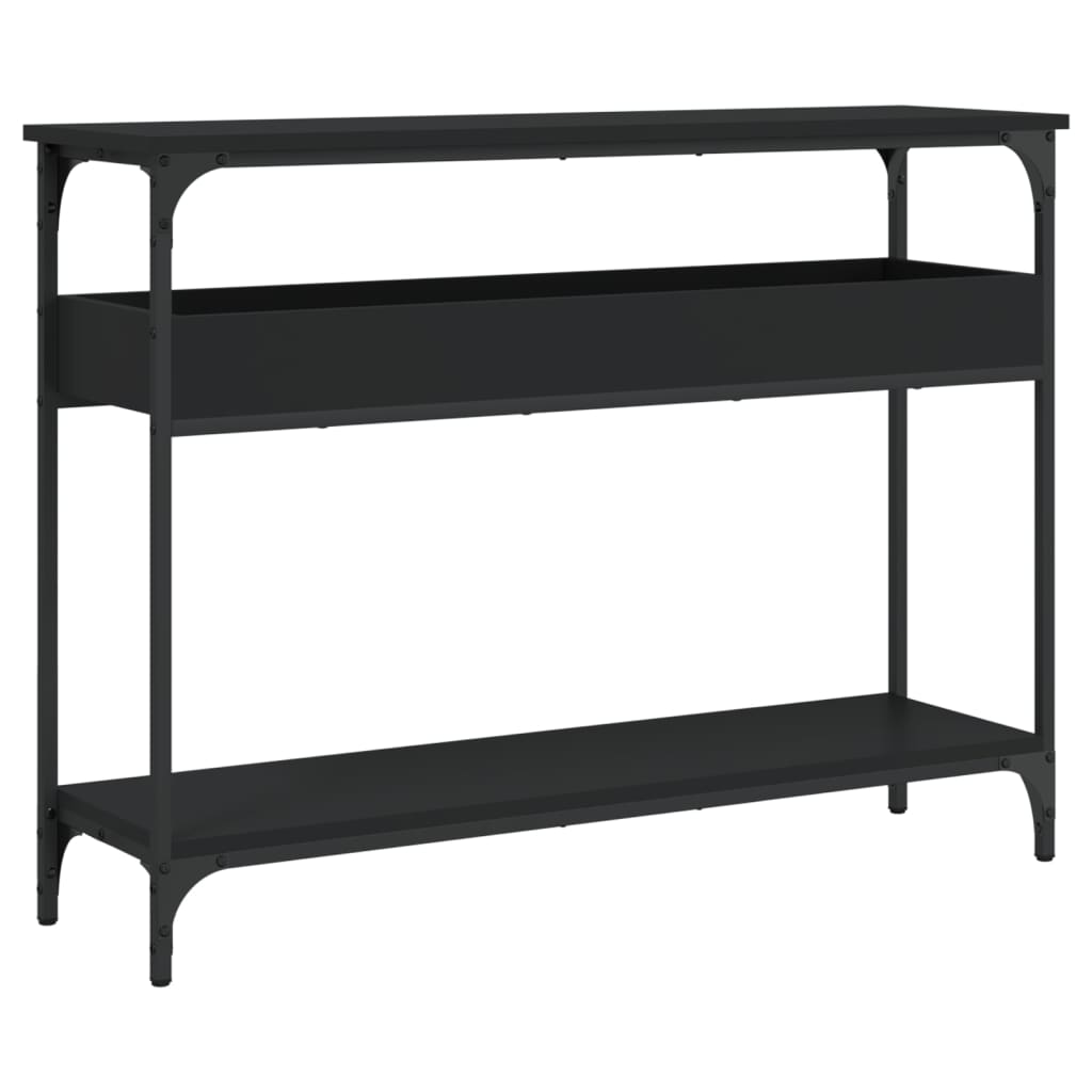 Konzolni stol s policama crni 100x29x75 cm konstruirano drvo