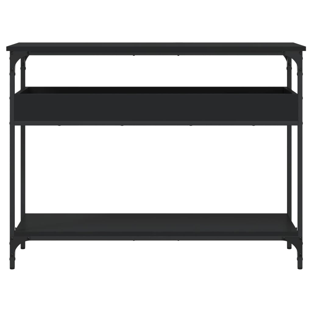 Konzolni stol s policama crni 100x29x75 cm konstruirano drvo