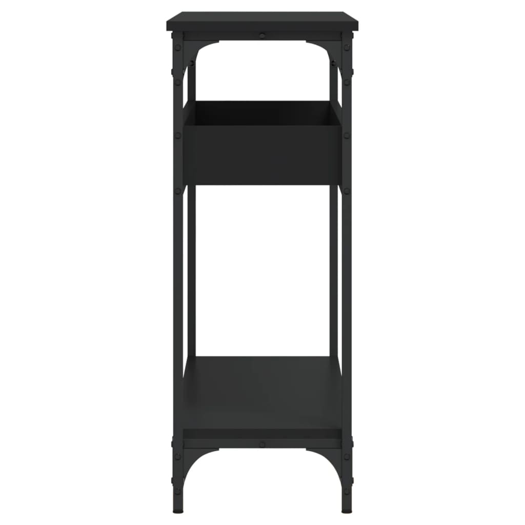 Konzolni stol s policama crni 100x29x75 cm konstruirano drvo