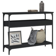 Konzolni stol s policama crni 100x29x75 cm konstruirano drvo