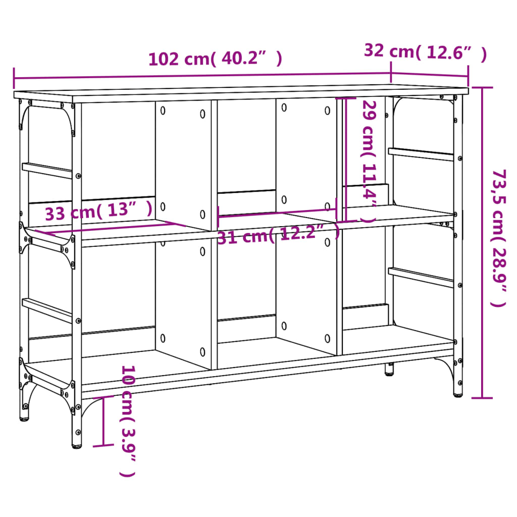 Komoda boja dimljenog hrasta 102x32x73,5 cm konstruirano drvo