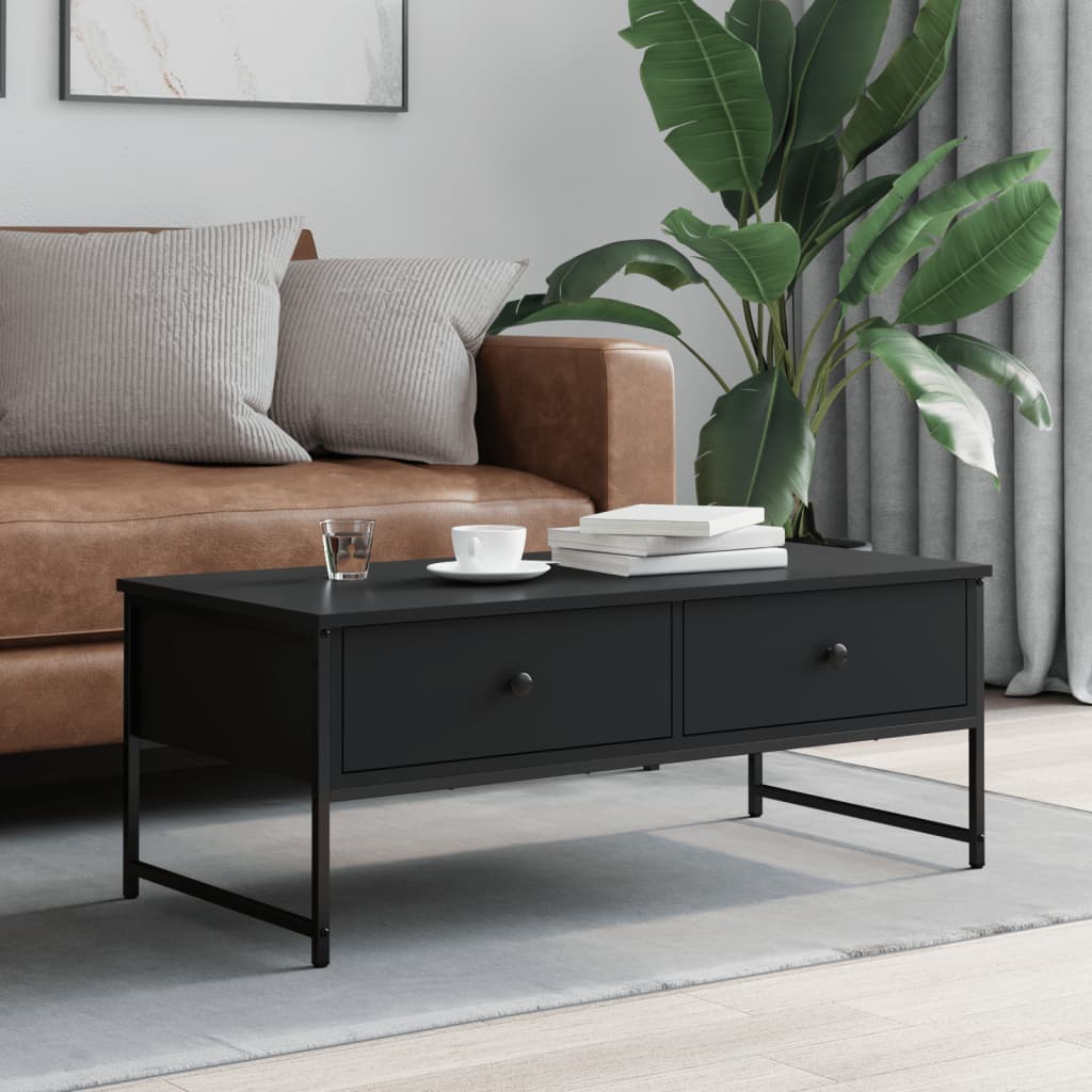 Stolić za kavu crni 101 x 49 x 39,5 cm od konstruiranog drva