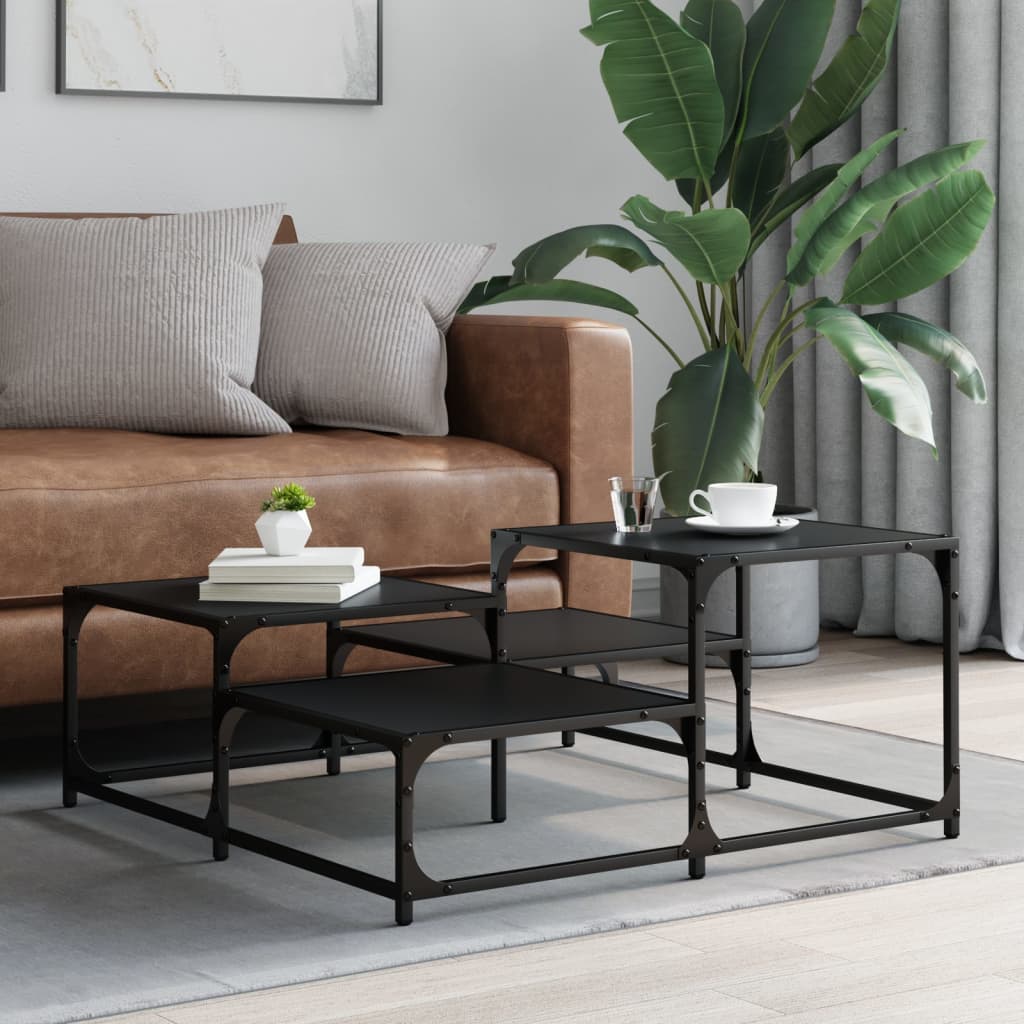 Stolić za kavu crni 87,5x87,5x40 cm od konstruiranog drva