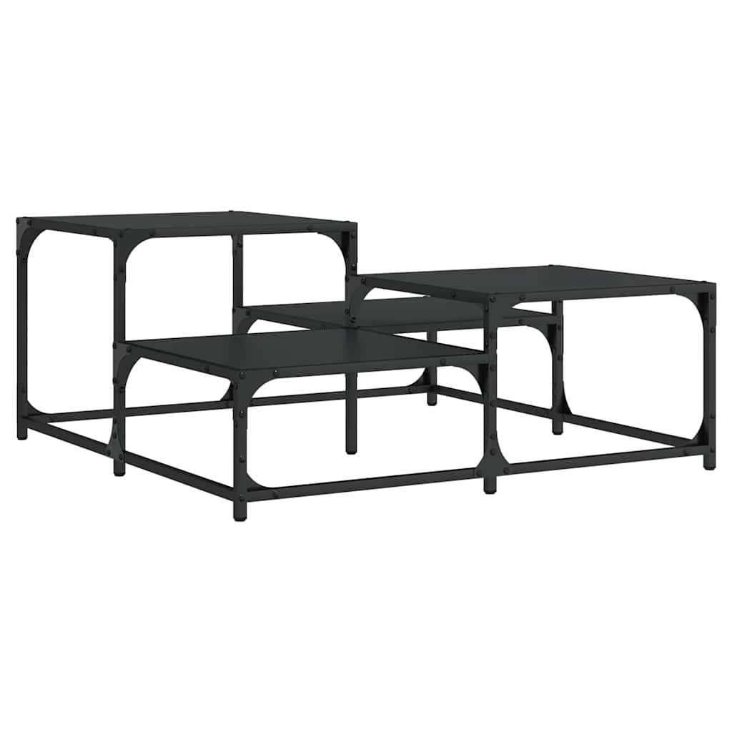 Stolić za kavu crni 87,5x87,5x40 cm od konstruiranog drva