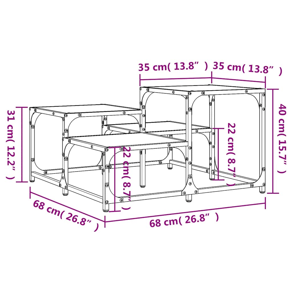 Stolić za kavu crni 68x68x40 cm od konstruiranog drva