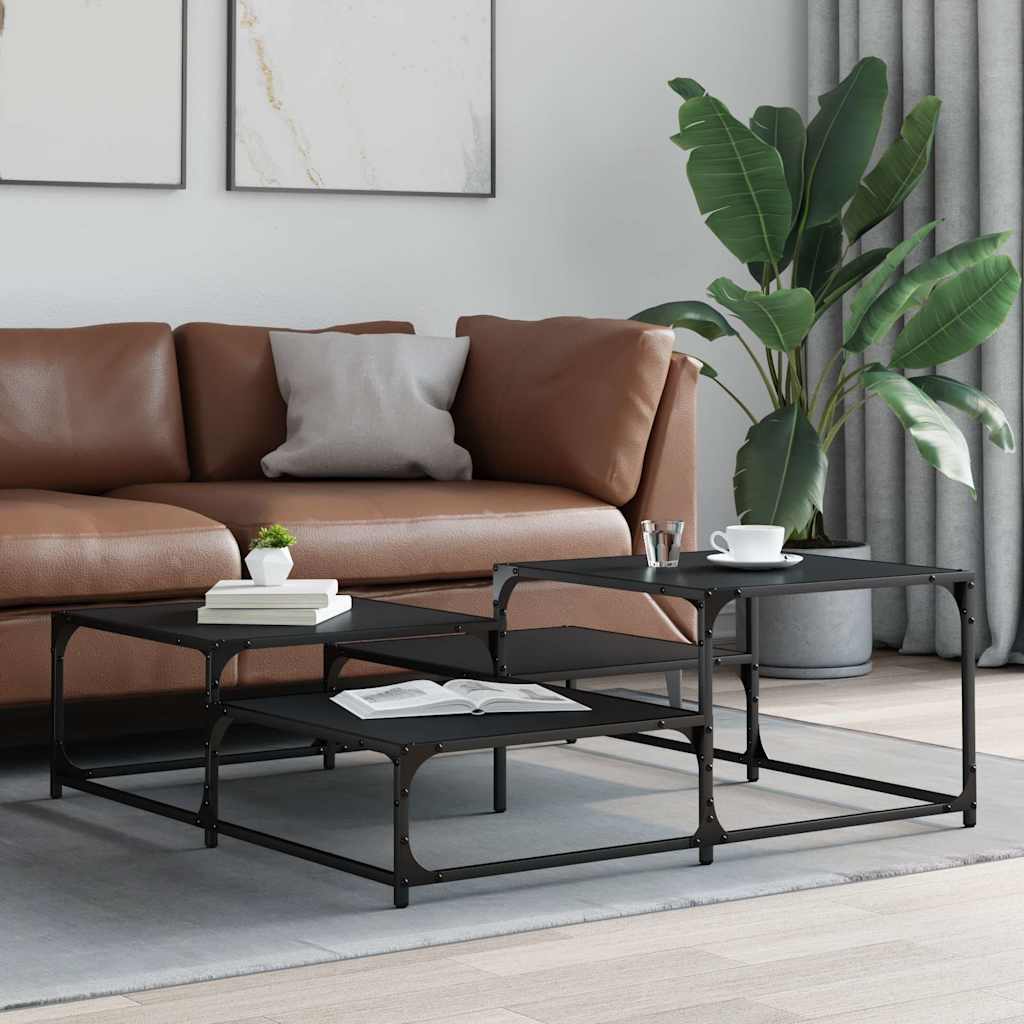 Stolić za kavu crni 107x107x40 cm od konstruiranog drva