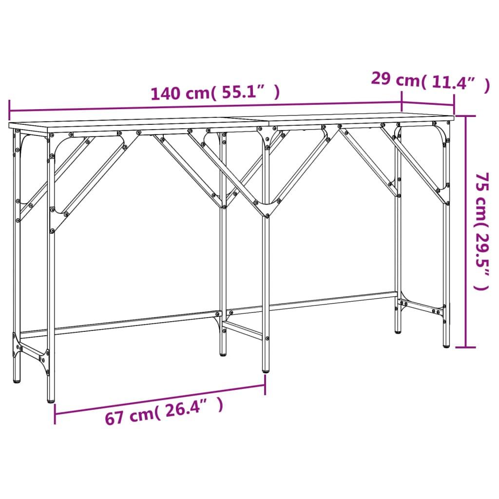 Konzolni stol crni 140 x 29 x 75 cm od konstruiranog drva