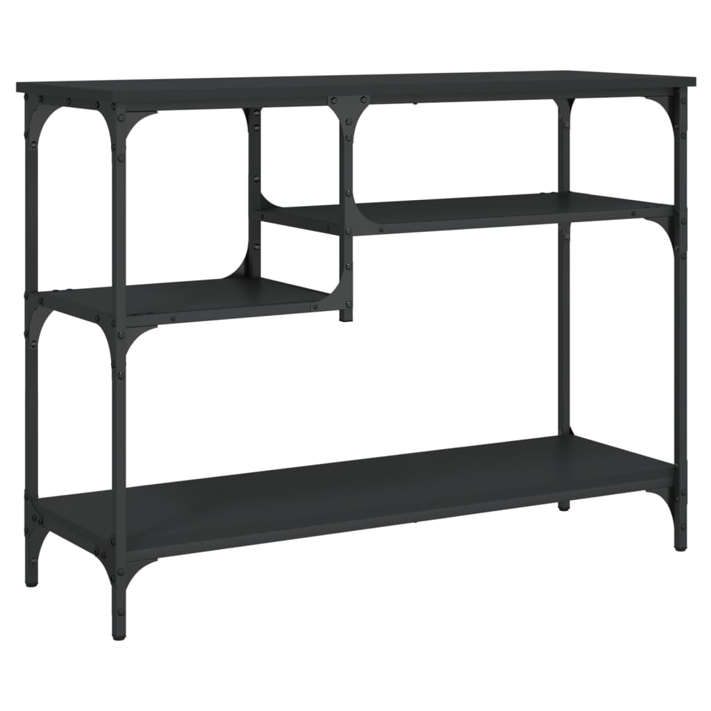 Konzolni stol s policama crni 100 x 35 x 75 cm