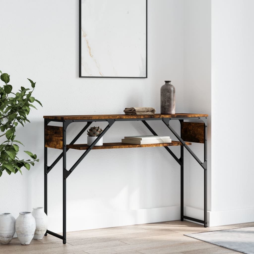 Konzolni stol s policama boja hrasta 105x30x75 cm