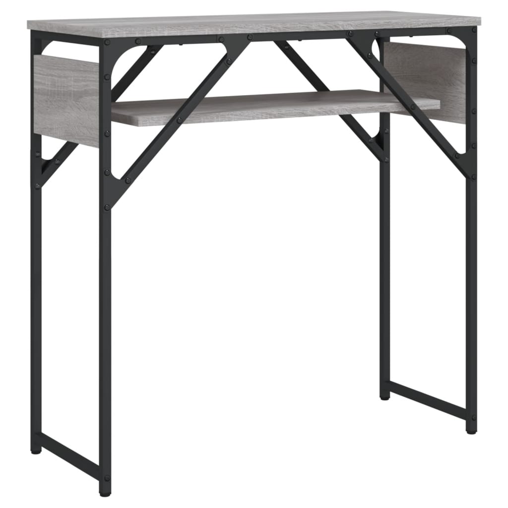 Konzolni stol s policama siva boja hrasta 75x30x75 cm drveni