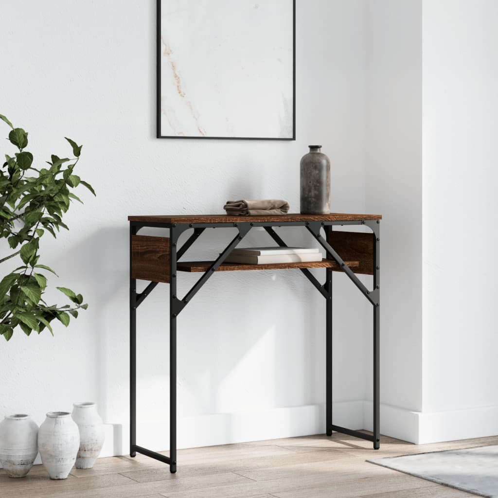 Konzolni stol s policama boja smeđeg hrasta 75x30x75 cm drveni