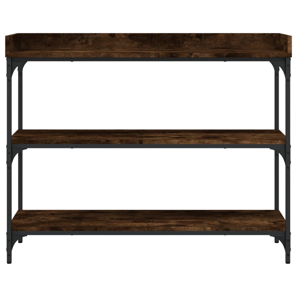 Konzolni stol s policama boja dimljenog hrasta 100 x 30 x 80 cm