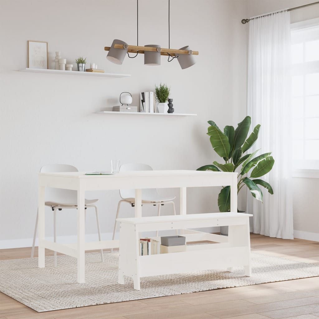 Klupa za hodnik bijela 100x28x45 cm masivno drvo bor